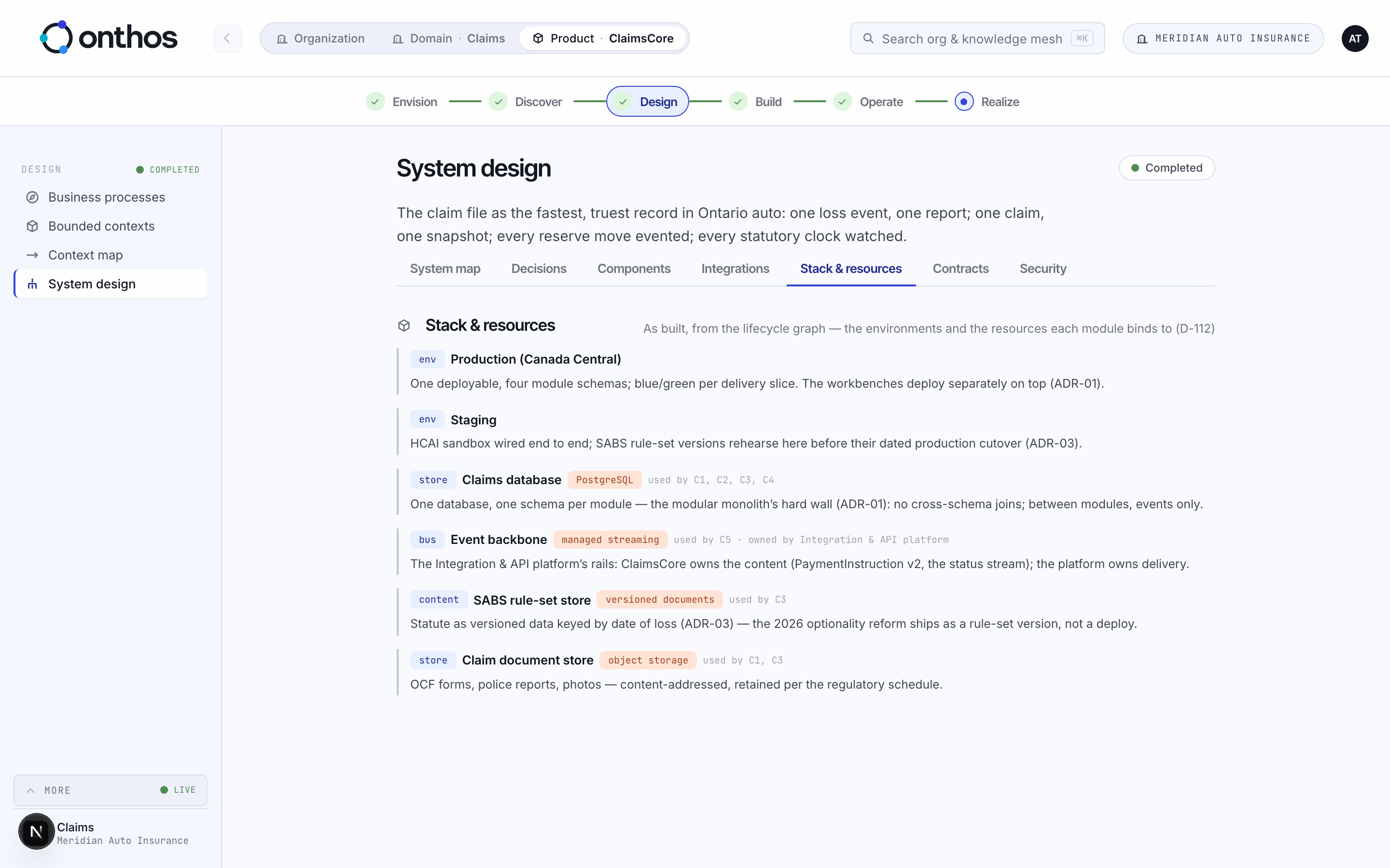 Stack and resources: environments and the resources each module binds to